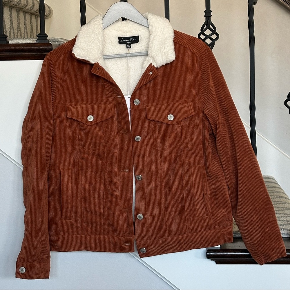 Love Tree Corduroy Jacket with faux fur